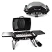 Picnic Time Portagrillo Collapsible, Portable Propane BBQ Grill w/ 2 Side Tables (Black/Silver)