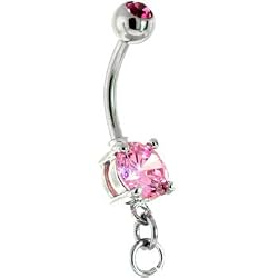 Pink Cubic Zirconia Add on Charm Belly Ring