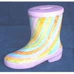 Striped Wellie Boot Money Box