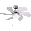 Sierra 30" 6 Blade Ceiling Fan with 60W E14 Decorative Light