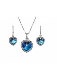 XiangGang ShaoGi 18k White Gold, Round Diamond Ball Fashion Sets, Silver And Blue - 18 inch