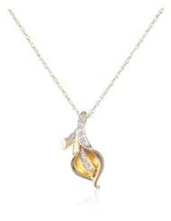Yellow Gold Plated Sterling Silver Calla Lily Diamond Pendant Necklace, 18"