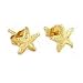 14K Gold Starfish Earrings Diamond-Cut Sea Jewelry 7mm