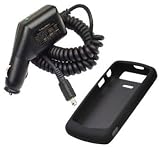 Black Silicone Skin Cover Case and Car Charger for Blackberry 8120 8130