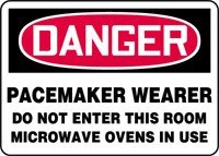 DANGER PACEMAKER WEARER DO NOT ENTER THIS ROOM MICROWAVE OVENS IN USE 10