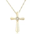 Princess Diamond Cross Pendant set in 14k Yellow Gold (HI/I1)