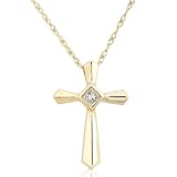Princess Diamond Cross Pendant (HI/I1) set in 14k Yellow Gold