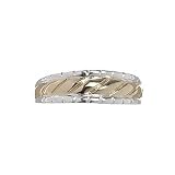 Two Tone Sterling Silver and 18kt Gold over Silver Ribbed Texture Band Ring