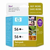 Original HP 56 Black Ink Cartridge (2-Pack) in Retail Packaging