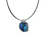 Necklace / Pendant - XP-21 - Genuine Handmade Dichroic Glass Pendant Hung on a 16" Stainless Steel Royal Blue Colored Multi-Strand Cord + 2" Extension Chain ~ .925 Sterling Silver