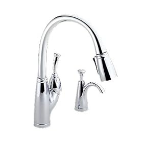 Delta 989-SD Allora Single-Handle Pulldown Kitchen Faucet with Soap Dispenser, Chrome by Delta Faucet