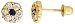 14k Yellow Gold 1/4" (6mm) tall Tiny Flower Stud Earrings, w/ Brilliant Cut Clear & Blue Sapphire-colored CZ Stones