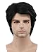 Karlery Mens Short Curly Fluffy Dark Black Wig Halloween Costume Wig Cosplay Party Wig