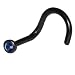 Black Bioplast Crystal Metallic Blue Swarovski Nose Screw Ring