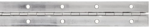 304 Stainless Steel Continuous Hinge with Holes, Polished Finish, 6' Length, 2 304 Stainless Steel Continuous Hinge with Holes, Polished Finish, 6' Length, 2