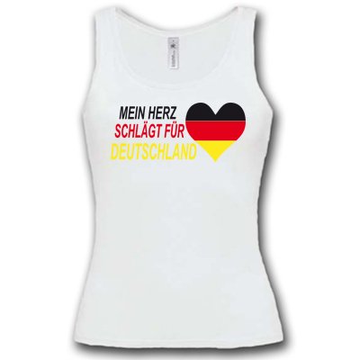 DEUTSCHLAND MOTIV 11 Damen Tank Top Weiss / Schwarz-Rot-Gelb Gr. L