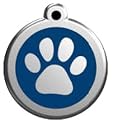 Red Dingo Dog ID Tag Paw Print Design Stainless Steel 30mm