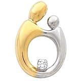 14K Two Tone Gold Large Mother & Child Diamond Pendant