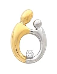 14K White Yellow Gold Tt Lg. Mother & Child Diamond Pendant
