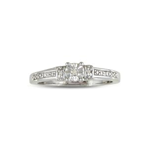 Diamond Promise Ring set in Sterling Silver Available in Sizes 4-10