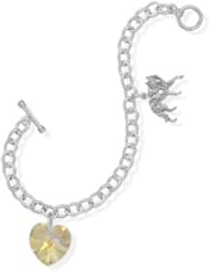 7.5" Heart and Wolf Charm Bracelet