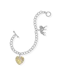 7.5" Heart and Wolf Charm Bracelet 925 Sterling Silver Designer Unique