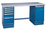 60x30 Square Plastic Pedestal Workbench With 5 Drawers & Cabinet