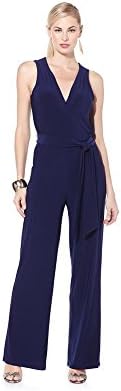 Nikki By Nikki Poulos Women's Plus &amp; Petite Size Sleeveless Belted Wide Loose Leg Jumpsuits (2X, Navy)