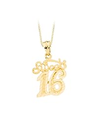 14K Yellow Gold "Sweet Sixteen" Pendant with Chain
