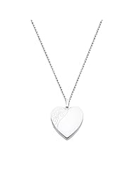 Sterling Silver Engraved Heart Locket Pendant (0.95" or 24mm Height) with 1.5mm Rolo Cable Chain - 18" Inches