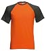Fruit of the Loom short sleeve baseball t-shirt Graphite and orange Large (41 - 43 inch chest)