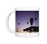 Silhouette of palms next to gas station, South Pasadena, California, United Photo Mugs