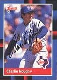 Charlie Hough, Texas Rangers, 1988 Donruss Autographed Card
