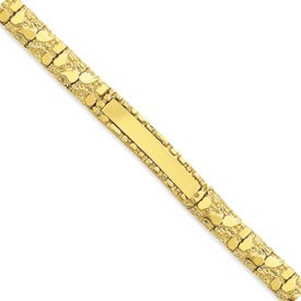 14k 10.0mm Nugget ID Bracelet – 7 Inch – Box Clasp