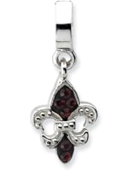 Silver Black Swarovski Fleur De Lis Charm for 3mm Charm Bracelets