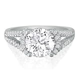 Luxury Engagement Rings: 2 1/3ct Round Center Diamond Engagement Ring in 14k White Gold thumbnail