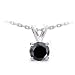 14k White Gold Round Cut Solitaire Black Diamond Pendant Necklace (0.50ctw, AAA Quality)
