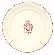 Ceramic Pottery Salad Plate With Crimson Red Crest Design 8.5"D Set / 2