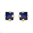Stud Earrings With Created Sapphires in 14K/925 Gold plated Silver Length 3mm