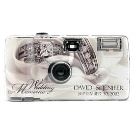 Personalized Silver Ring Wedding Camera - 12 Pack by 