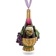 Chianti Wine Bottle Ornament with Grapes & Purple Organza Ribbon