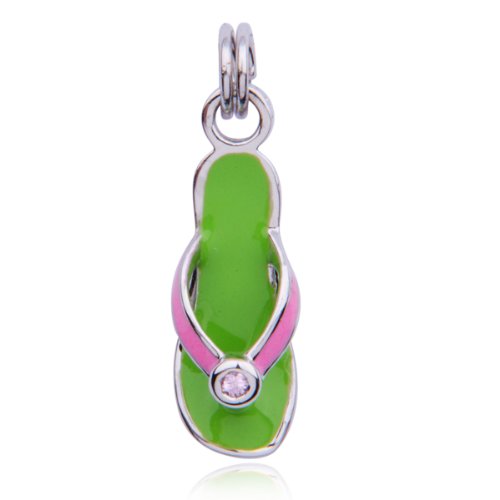 Sterling Silver Pink Cubic Zirconia Sandal Charm