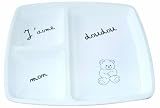 Plastorex 80 8100 21 Plate with 3 Sections Melamine White with J'aime Mon Doudou Motif