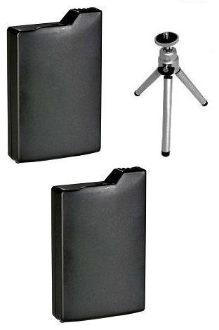 Multipack (2 Count): Replacement Battery for Specific Digital Camera and Camcorder Models / Compatible with Sony PSP-110, Sony PlayStation Portable Video Game Units: PSP-1000, PSP-1000K - Includes Mini Tripod with Expandable Legs