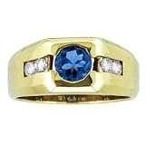 14k Yellow Gold Round Tanzanite and Diamond Ring 1.90 TCW