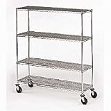 Wire Shelf Trucks with Rubber Casters - Chrome Wire Trucks