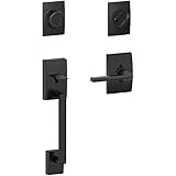Schlage F60 CEN 622 LAT CEN Century Handleset with Latitude Lever and Century Rose, Matte Black