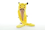 Plush Animal Ski Winter Snow Hats Hoods with Mittens Unisex Gloves (Long Pikachu)