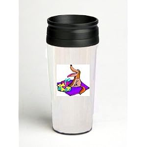 16 oz. Double Wall Insulated Tumbler with dog on blanket - Paper Insert by SHOPZEUS