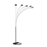 5 Head Floor Lamp with Arch Design in Satin Nickel Finish by 